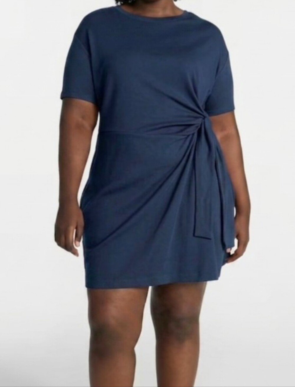 Terra & Sky Women’s Plus Front Twist Dress with Short Sleeve, Size 